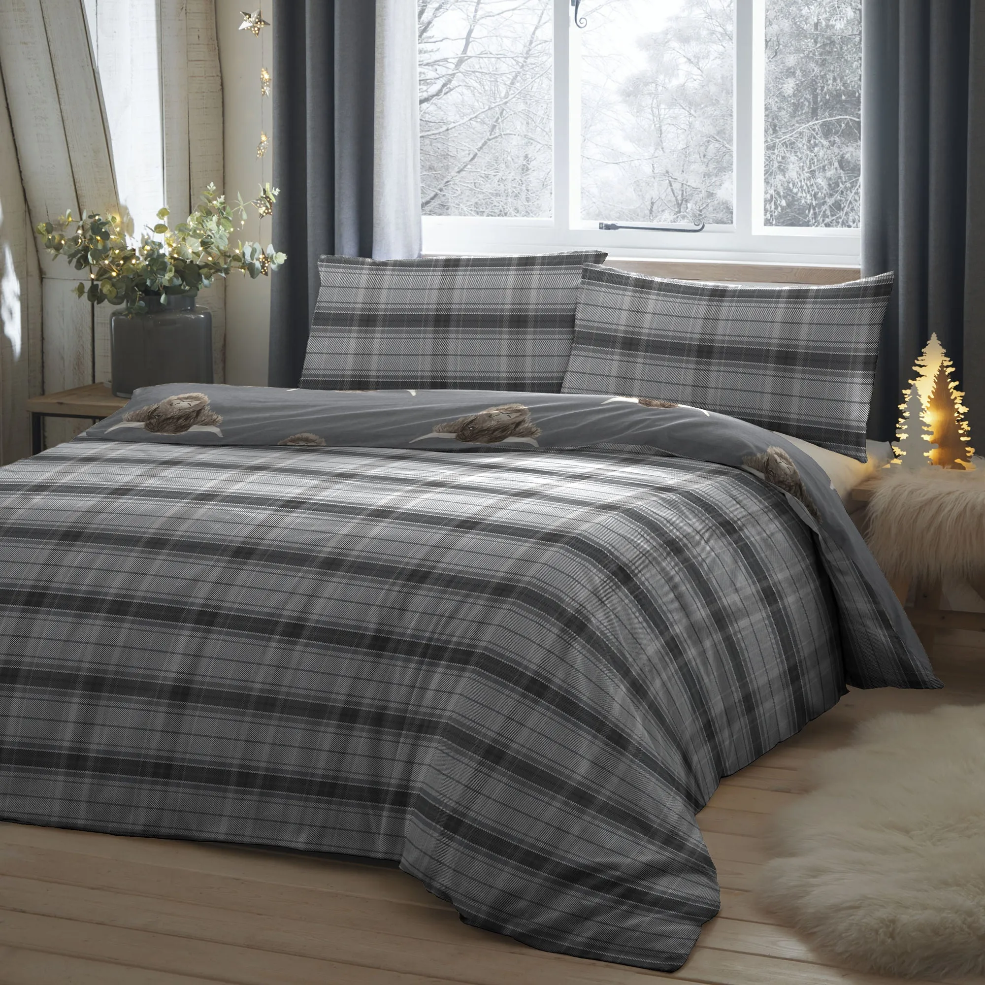 Highland Cow Duvet Cover Set by Fusion in Grey