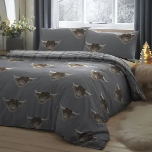 Highland Cow Duvet Cover Set by Fusion in Grey