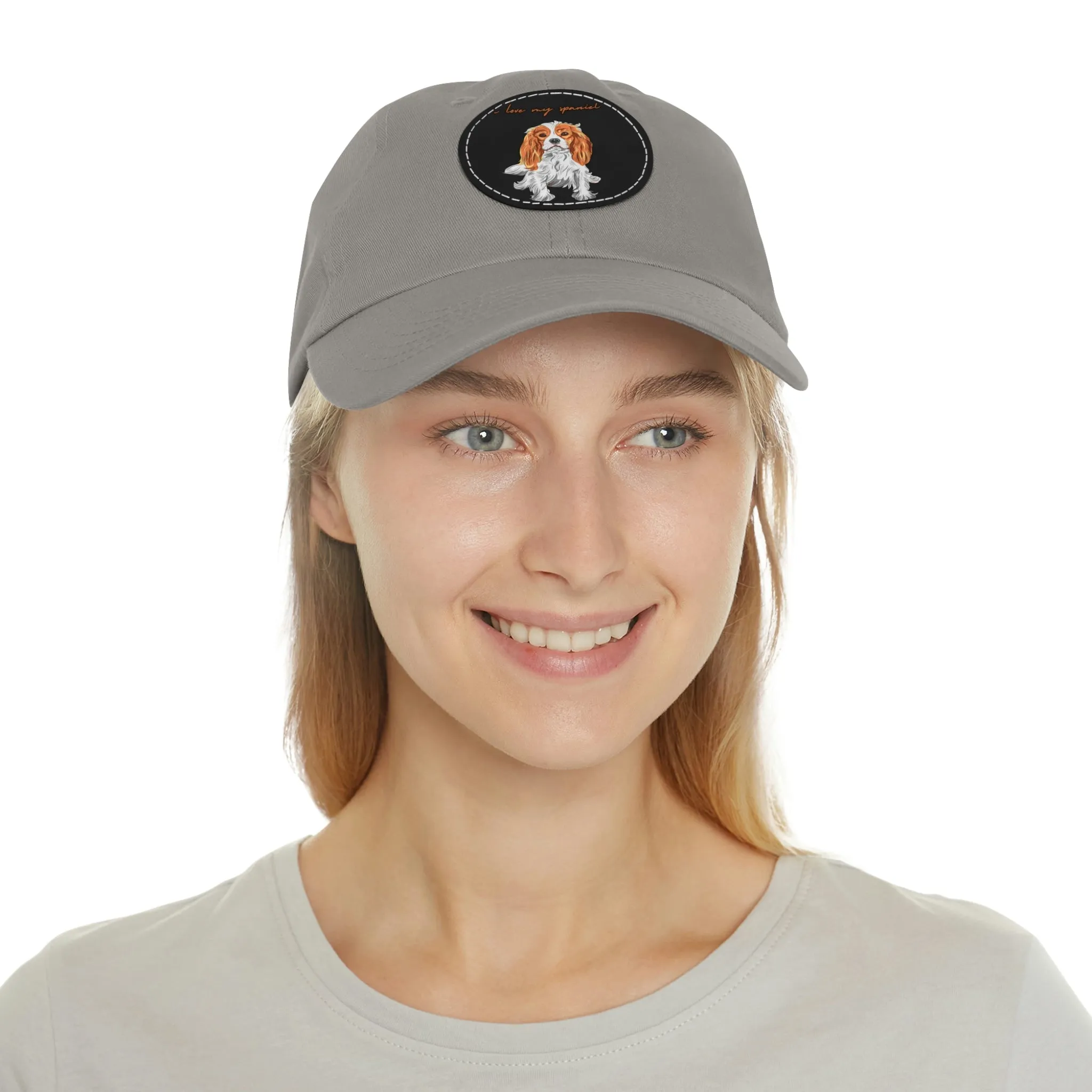 I love my Spaniel Dog POD Dad Hat with Leather Patch (Round)