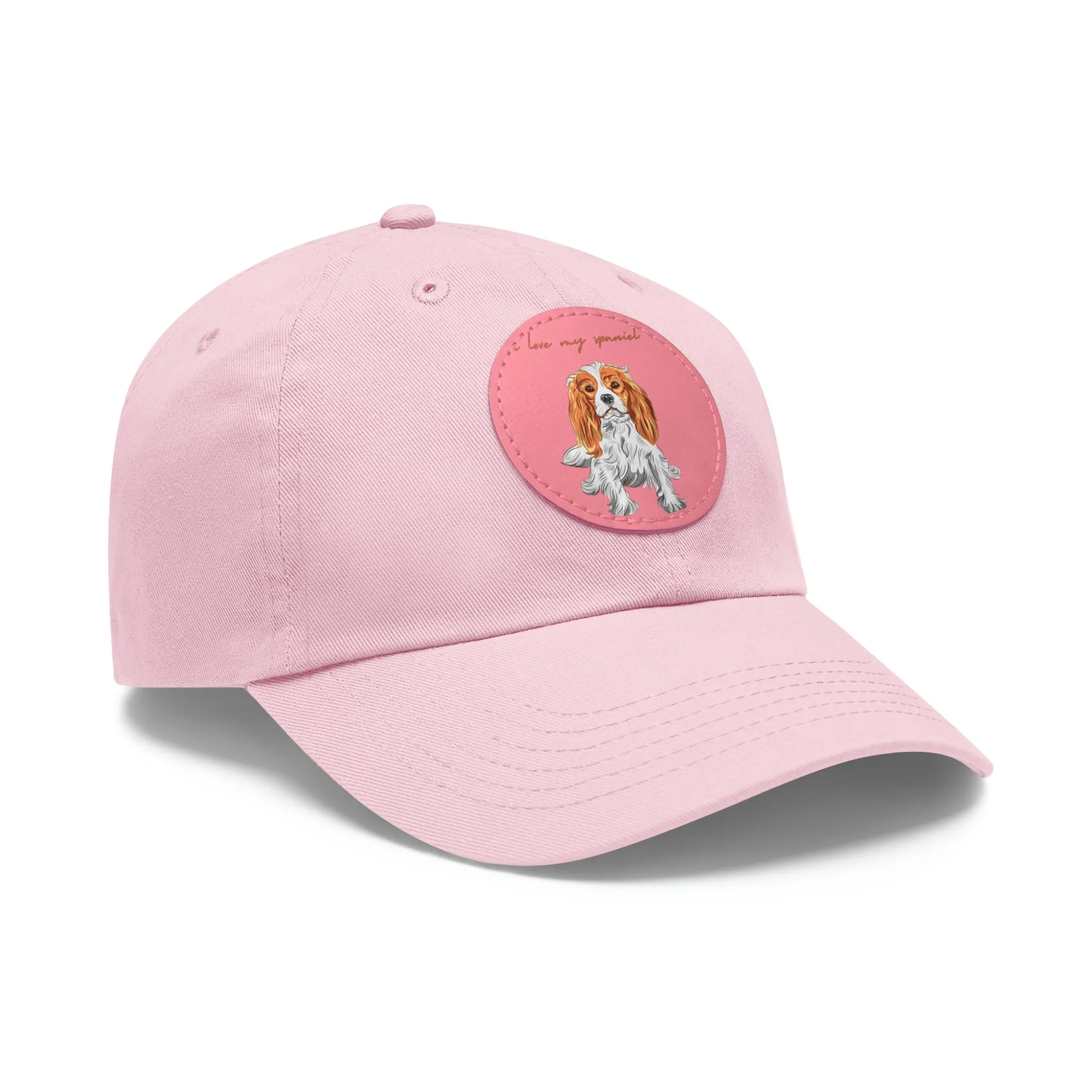 I love my Spaniel Dog POD Dad Hat with Leather Patch (Round)