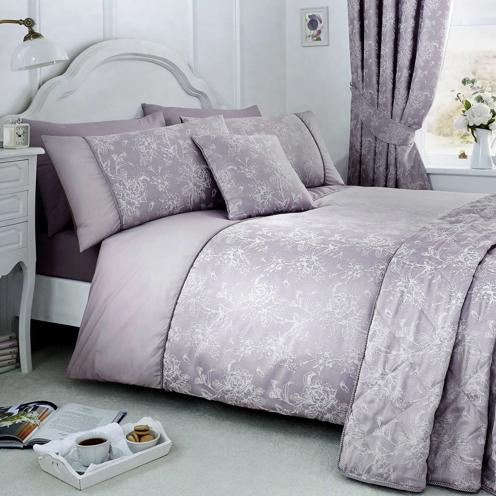 Jasmine Duvet Cover Set by Dreams & Drapes Woven in Lavender