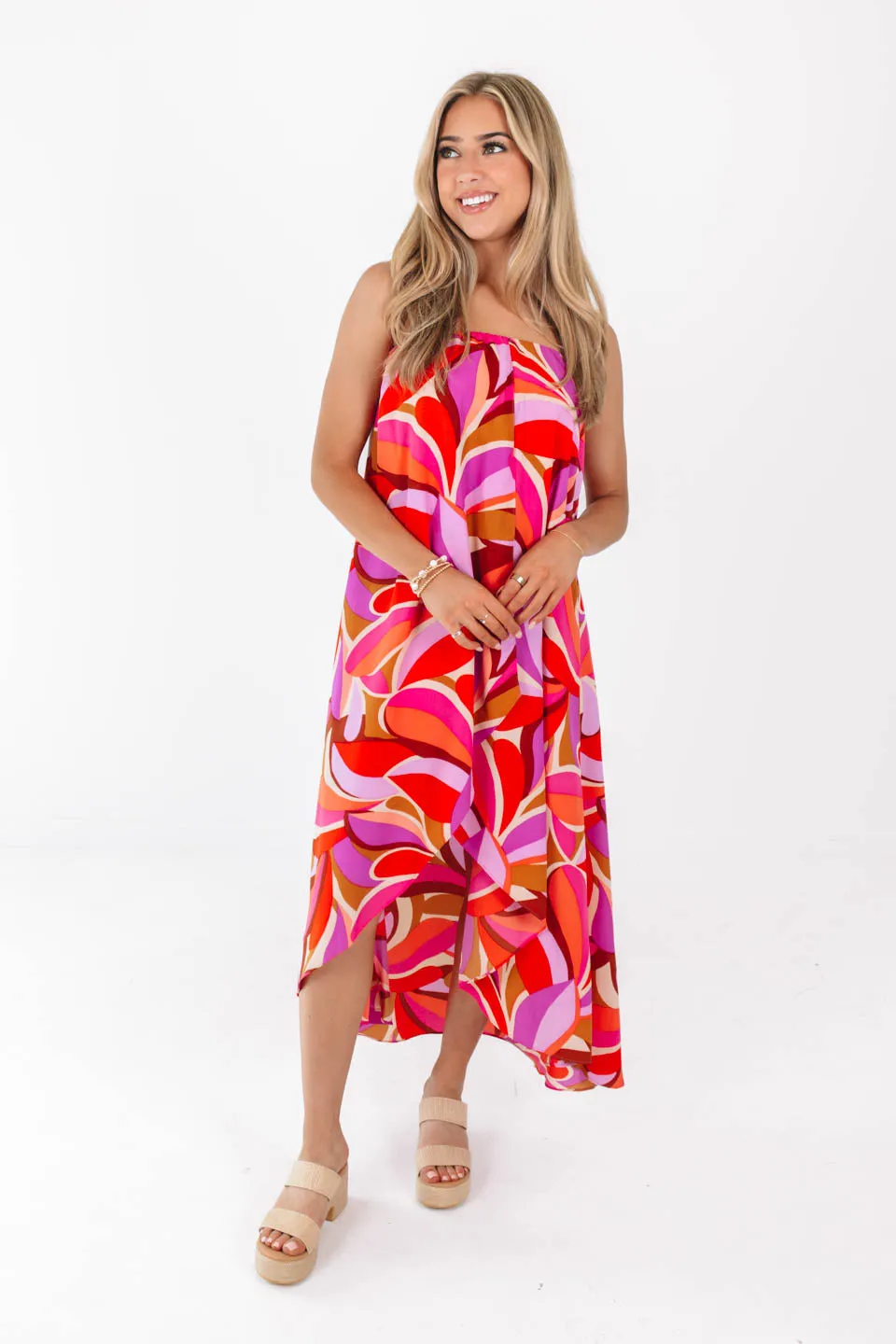 Just Groovy Midi Dress - Pink