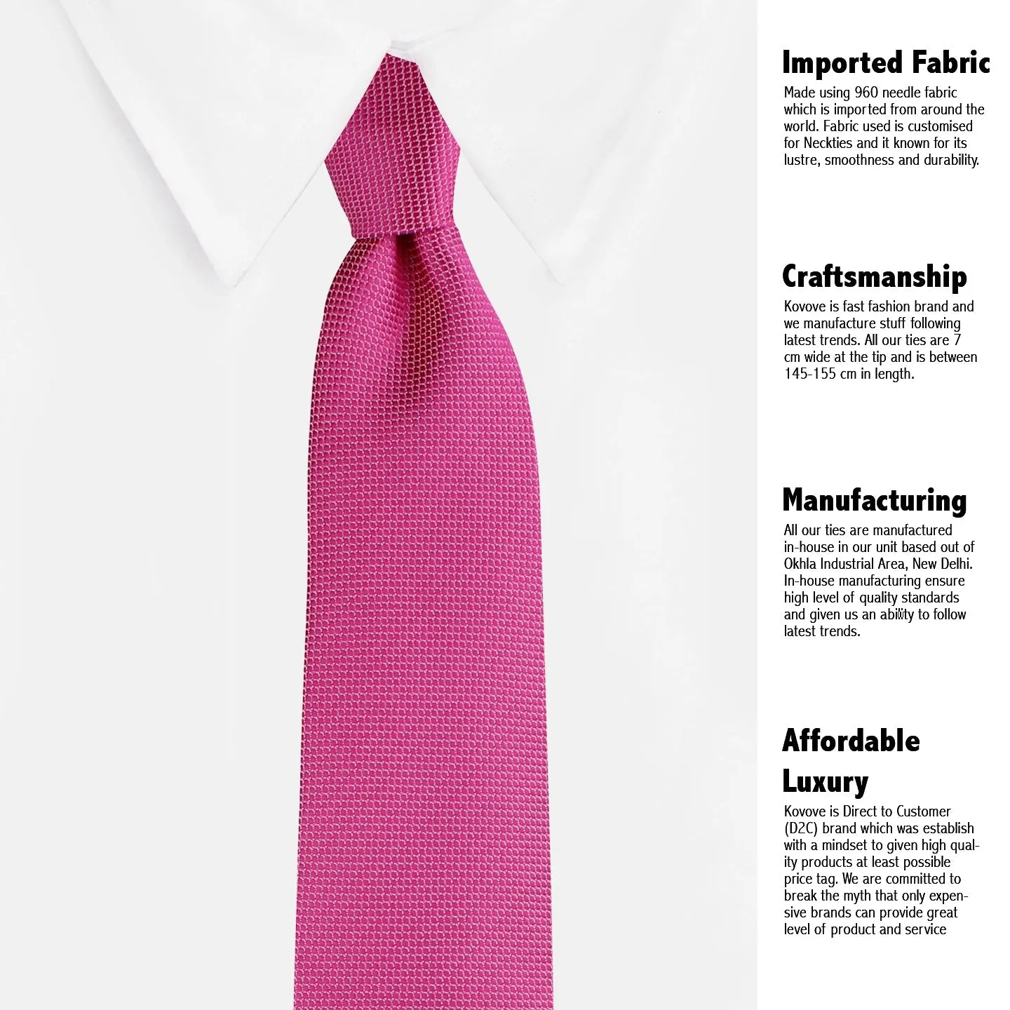 Kovove Classy Pink Checkered Neck Tie For Men