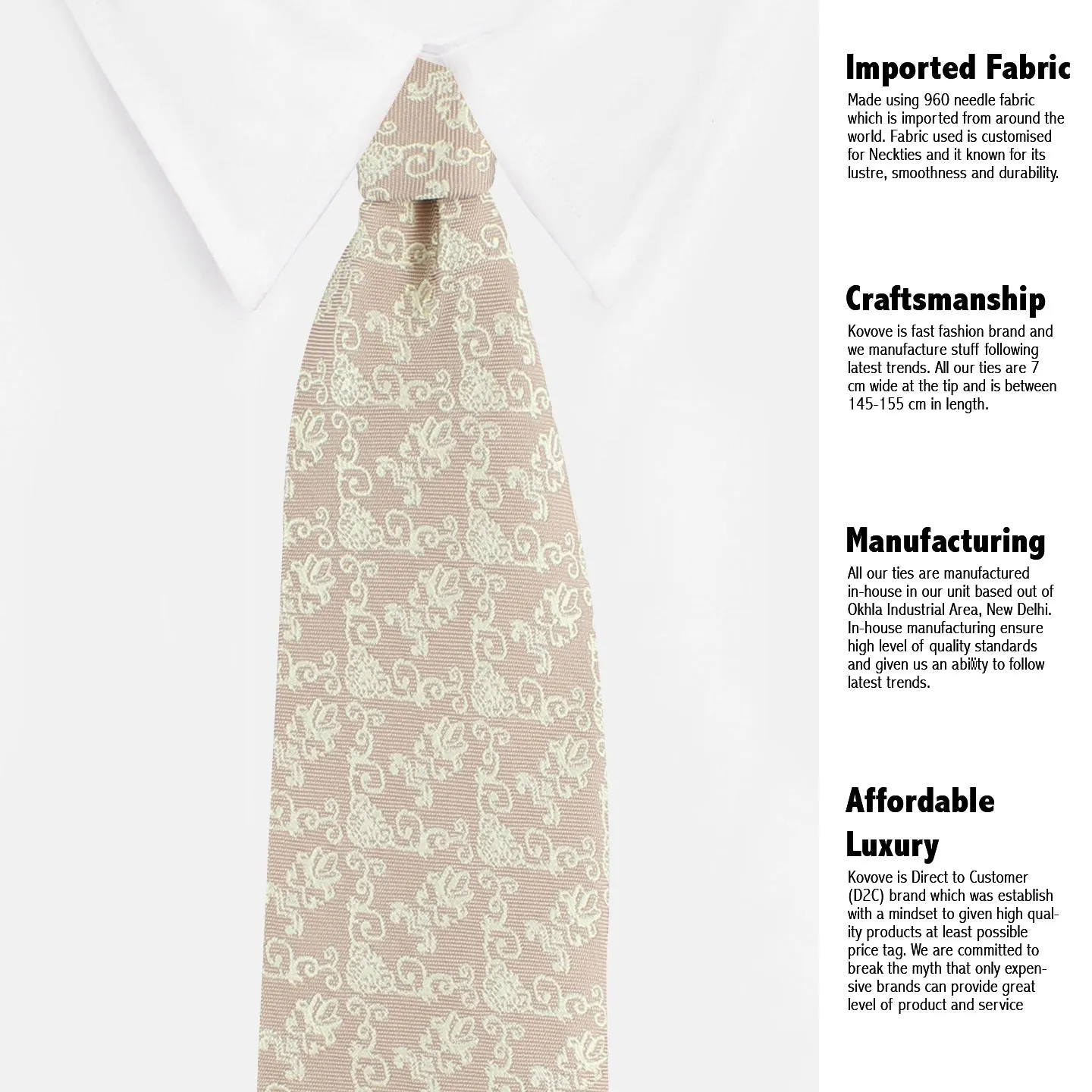 Kovove The Artistic Abstract Beige Necktie For Men