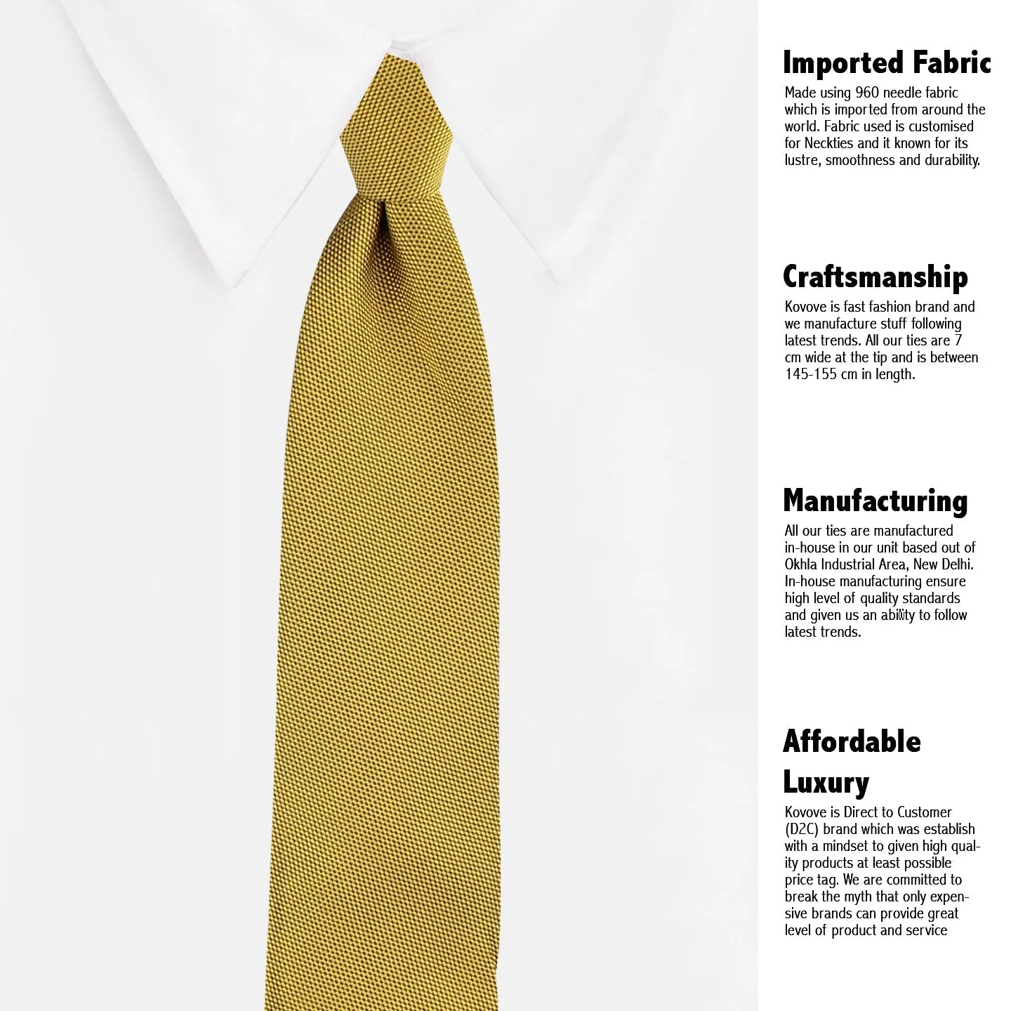 Kovove The Twining Dash Mustard Necktie For Men