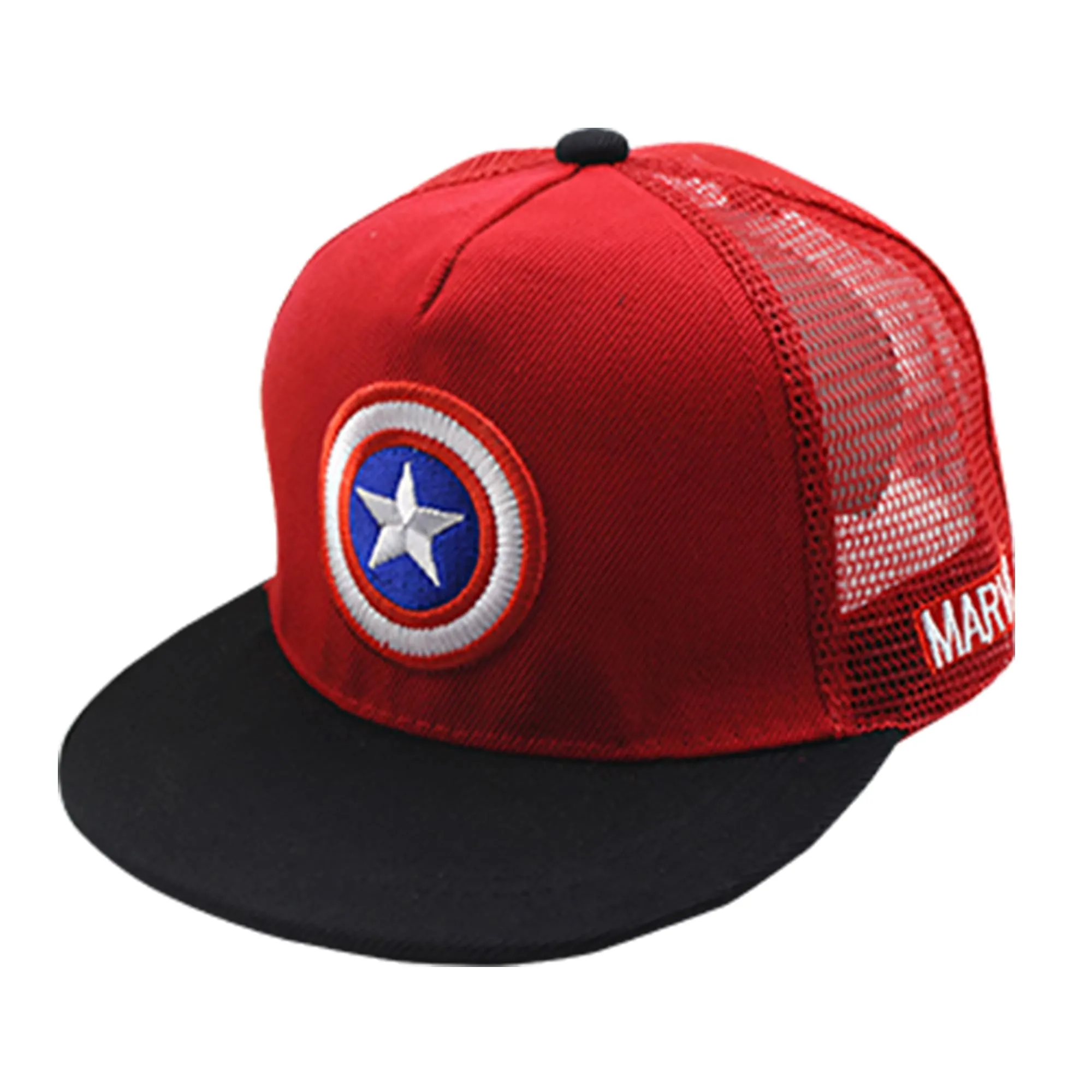 Kuber Industries Pack of 2 Marvel Captain America Cap | Adjustable Cap for Boys and Girls | Cartoon Character Printed Little Cap for Kids |Cap for 7-12 Year Old Baby Girls and Boys |QI0066-B | Red