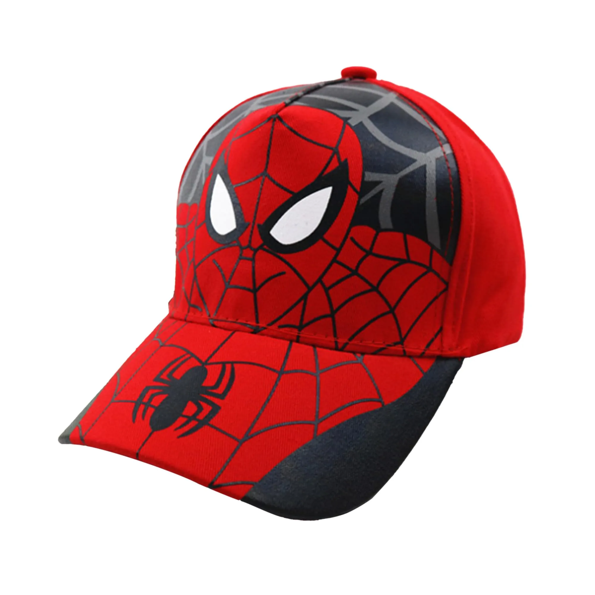 Kuber Industries Pack of 4 Spiderman Cap | Adjustable Cap for Boys and Girls | Cartoon Character Printed Little Cap for Kids | Cap for 7-12 Year Old Baby Girls and Boys | T8103-A | Red