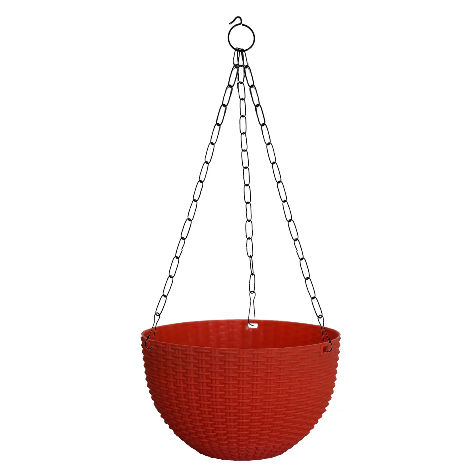 Kuber Industries Plastic Hanging Flower Pot for Balcony & Railing Set of 5 (Red) 53KM3828