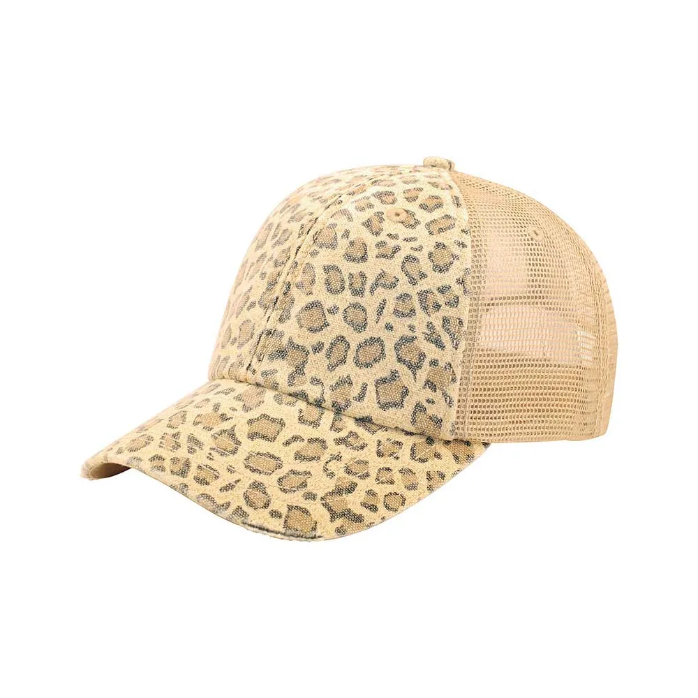 Leopard Print Mesh Cap