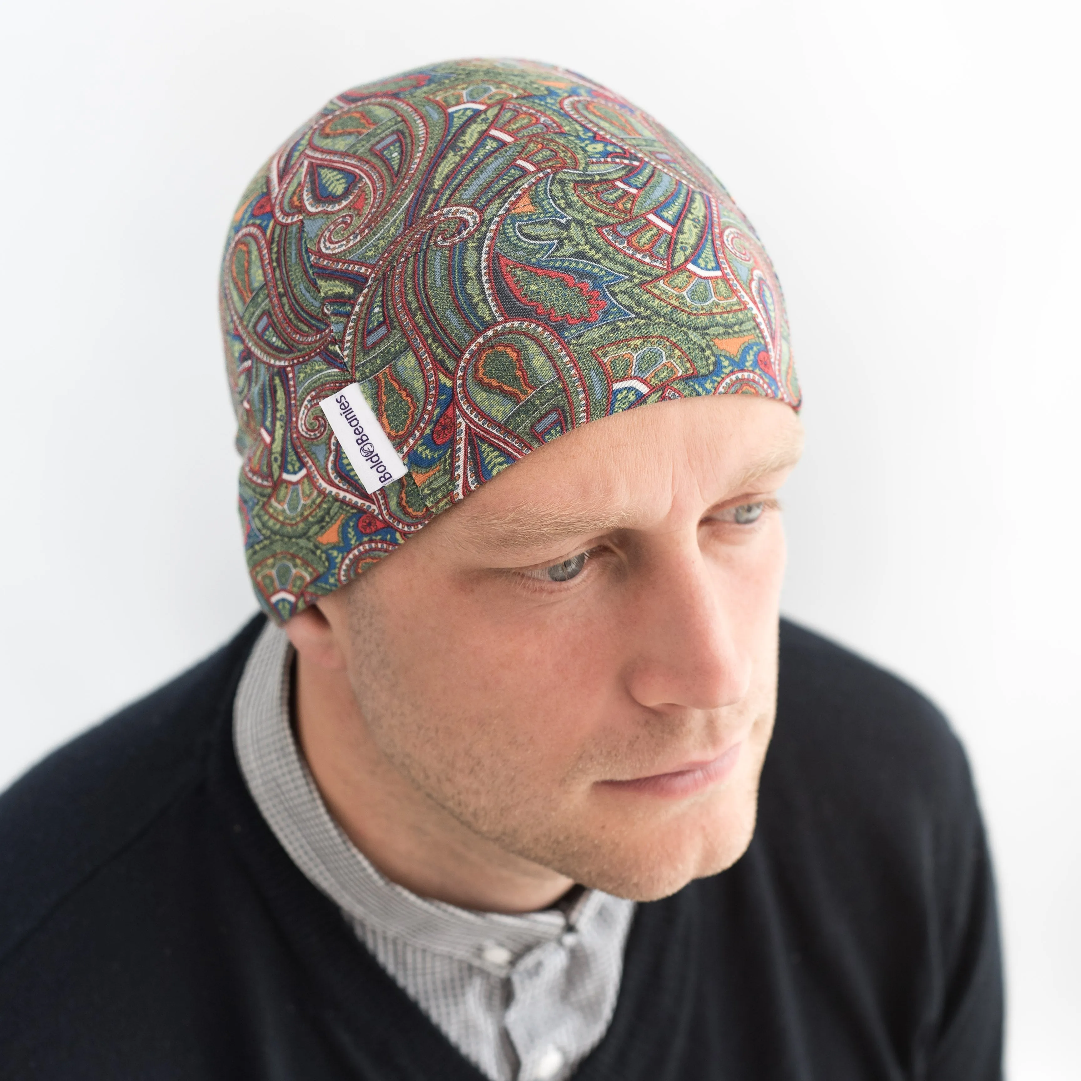 Liberty Paisley Mens Hair Loss Hat Green