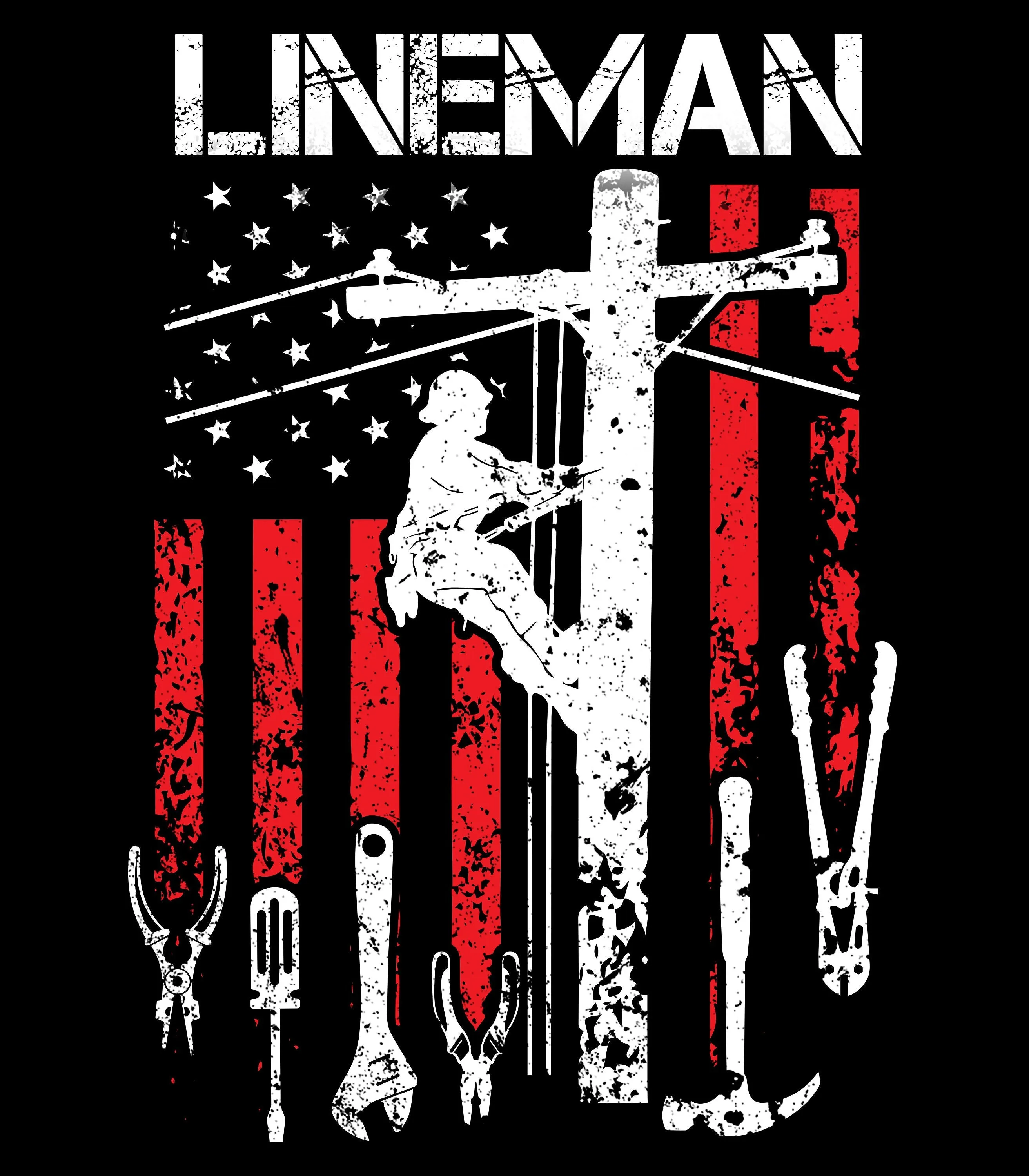 Lineman Patriotic American Flag T-Shirt | Lineman Tools | Lineman T-Shirt | USA Flag Patriotic Hoodie | Unisex T-Shirt