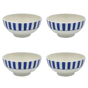 Medium Navy Blue Stripes Bowls (Set of 4)