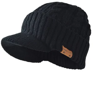 Men Cable Knit Beanie Visor Hats B5042