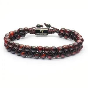 Men's RED TIGER EYE Double Bead Bracelet