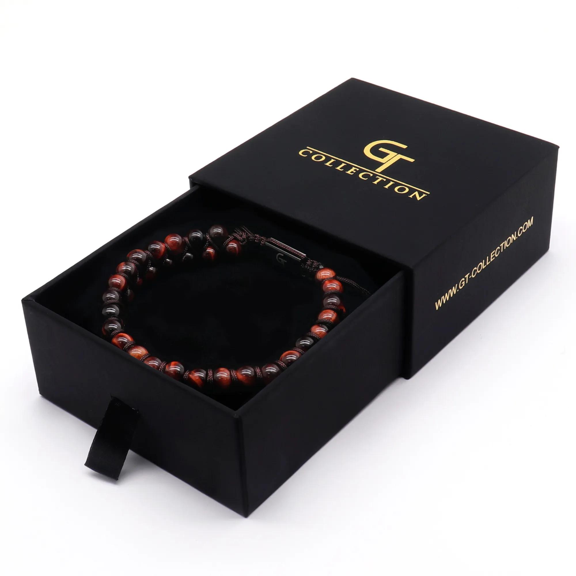 Men's RED TIGER EYE Double Bead Bracelet