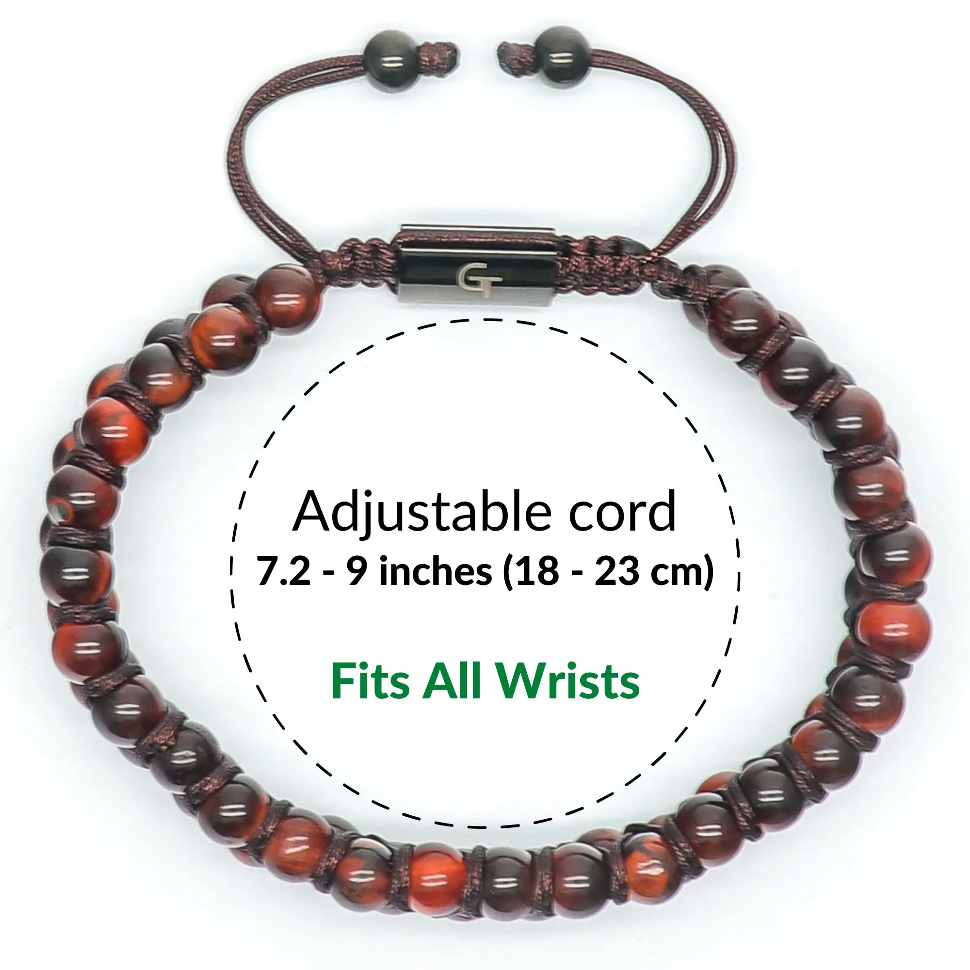 Men's RED TIGER EYE Double Bead Bracelet