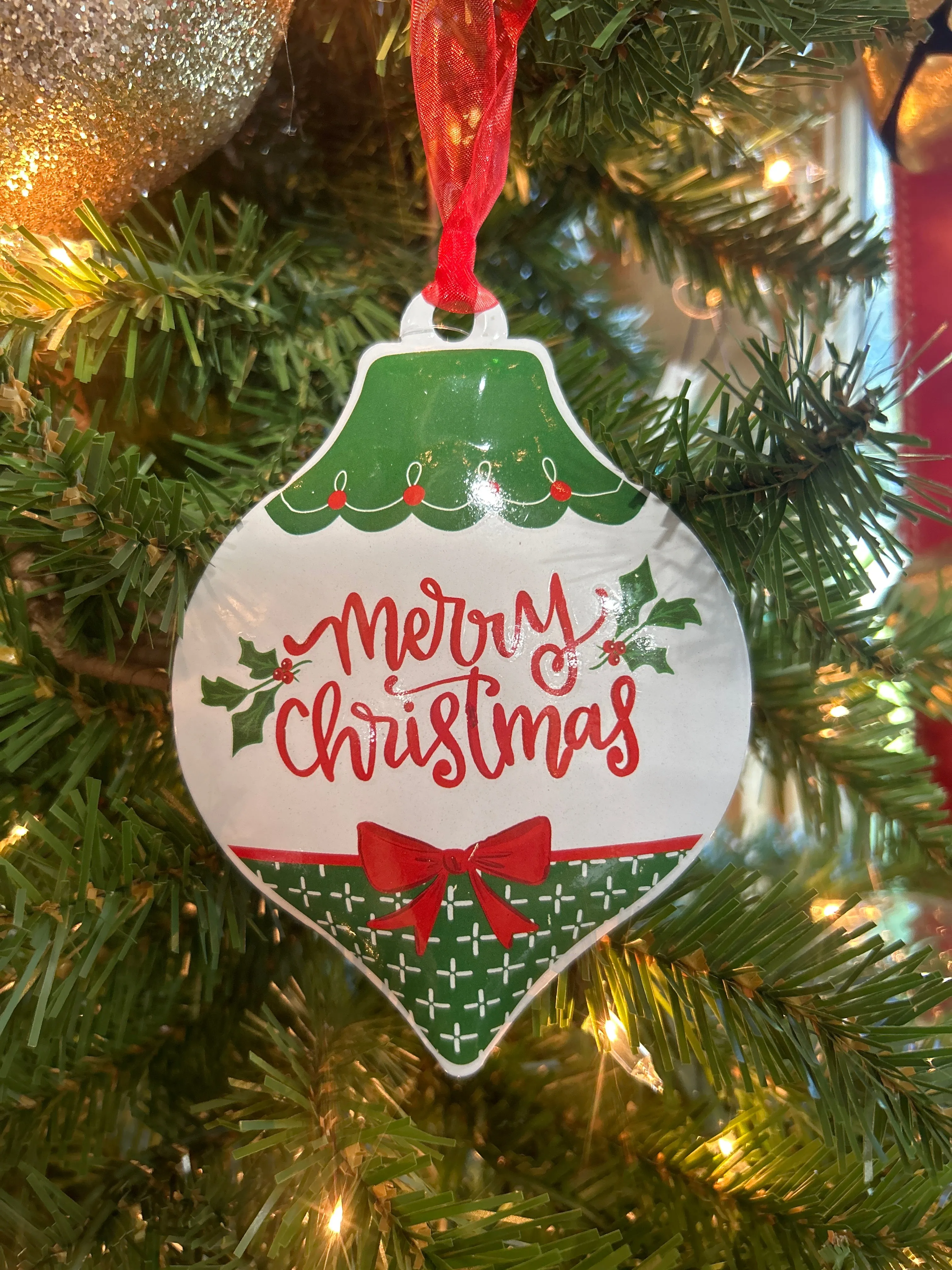 MERRY CHRISTMAS TEARDROP ORNAMENT