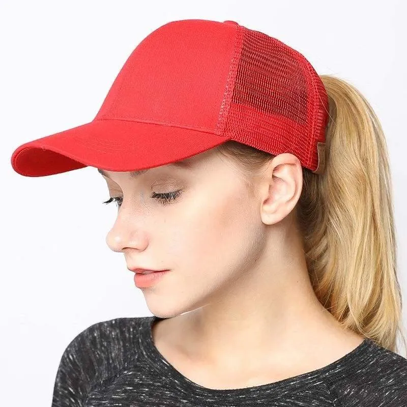 Messy Buns Trucker Plain Baseball Cap