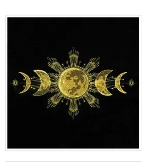 Moon Phases Altar Cloth. Beautifully detailed moon phases can be embroidered in gold,  silver or white