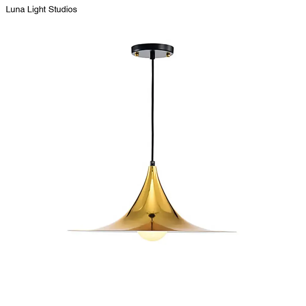 Nordic Style Metal Flared Suspension Light - 1 Light, Black/White/Gold - Hanging Ceiling Light