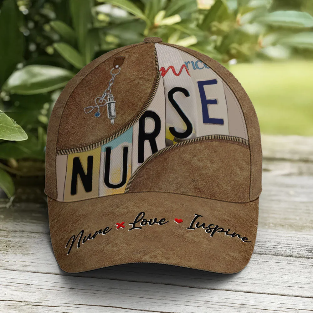 Nurse Love Inspire Leather Style Baseball Cap Coolspod