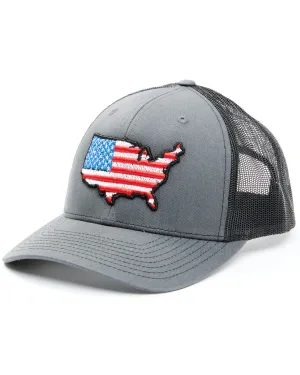 Oil Field Hats Men's Gray Flag Patch Mesh-Back Ball Cap