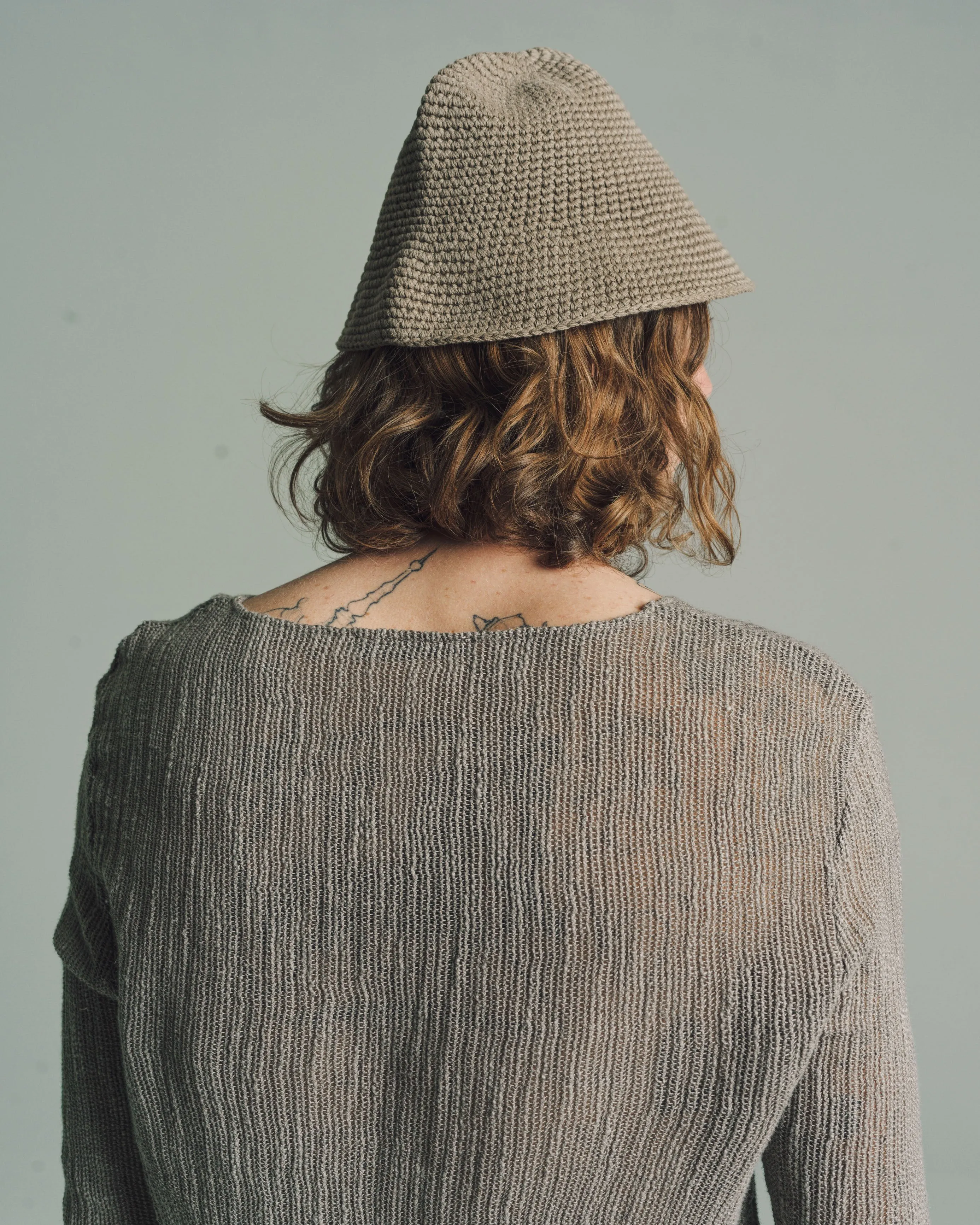 Olive Tousled Cotton Tom Tom Hat