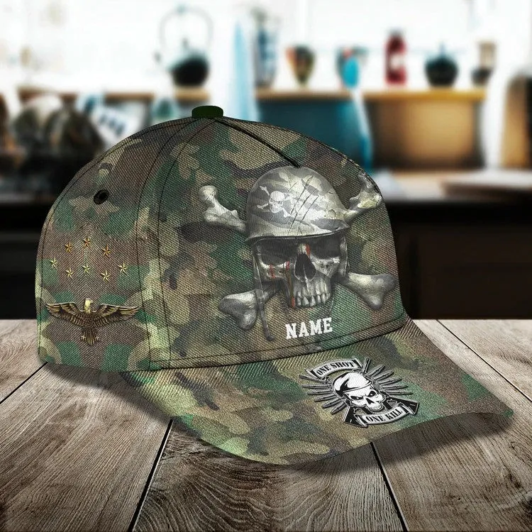 Personalized Skull Army Cap, Army 3D All Over Printed Hat for Man, Army Dad Cap