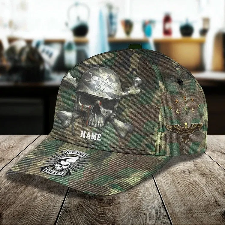 Personalized Skull Army Cap, Army 3D All Over Printed Hat for Man, Army Dad Cap