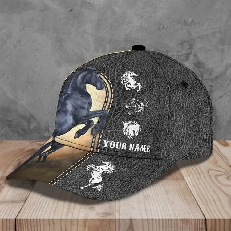 Personalized White Horse Cap American Flag Pattern for Horse Lovers, White Horse Hat for Him