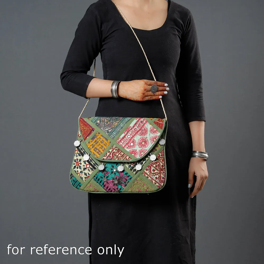 Pink - Banjara Vintage Embroidery Coin Work Sling Bag