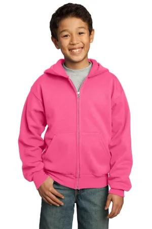 Port & Company ®  - Youth Core Fleece Full-Zip Hooded Sweatshirt.  PC90YZH, Basic Colors