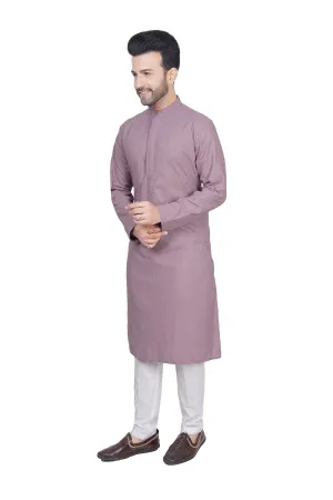 Powder purple embroidered mens kurta