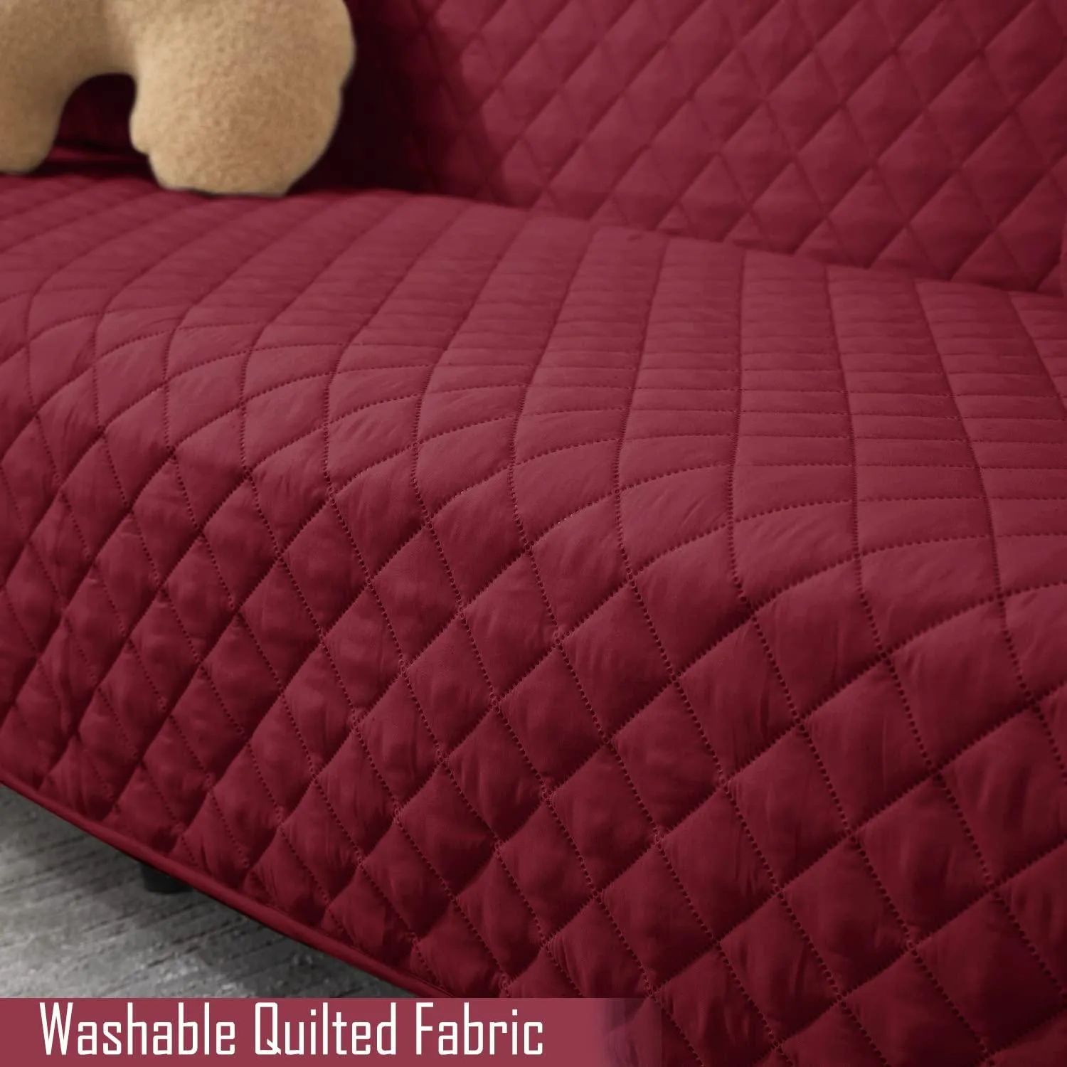 Quilted Polyester Sofa Cover Mat Pet Friendly, Maroon