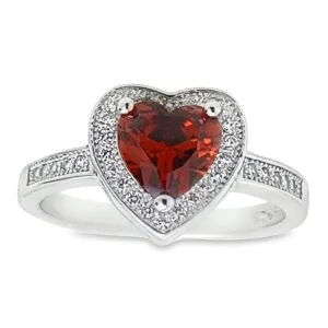 R519 Red Heart CZ Ring