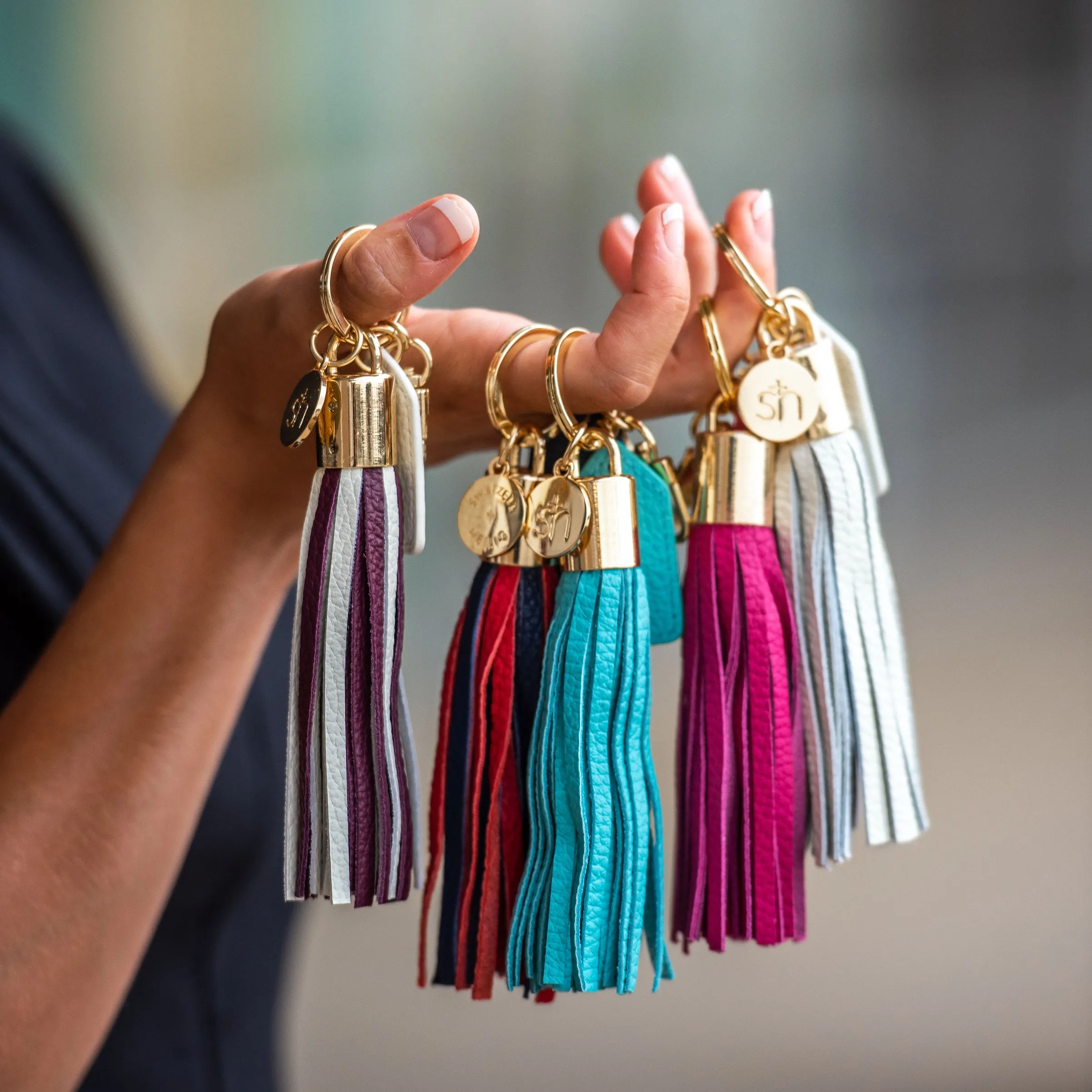 Red & Cream Tassel Keychain