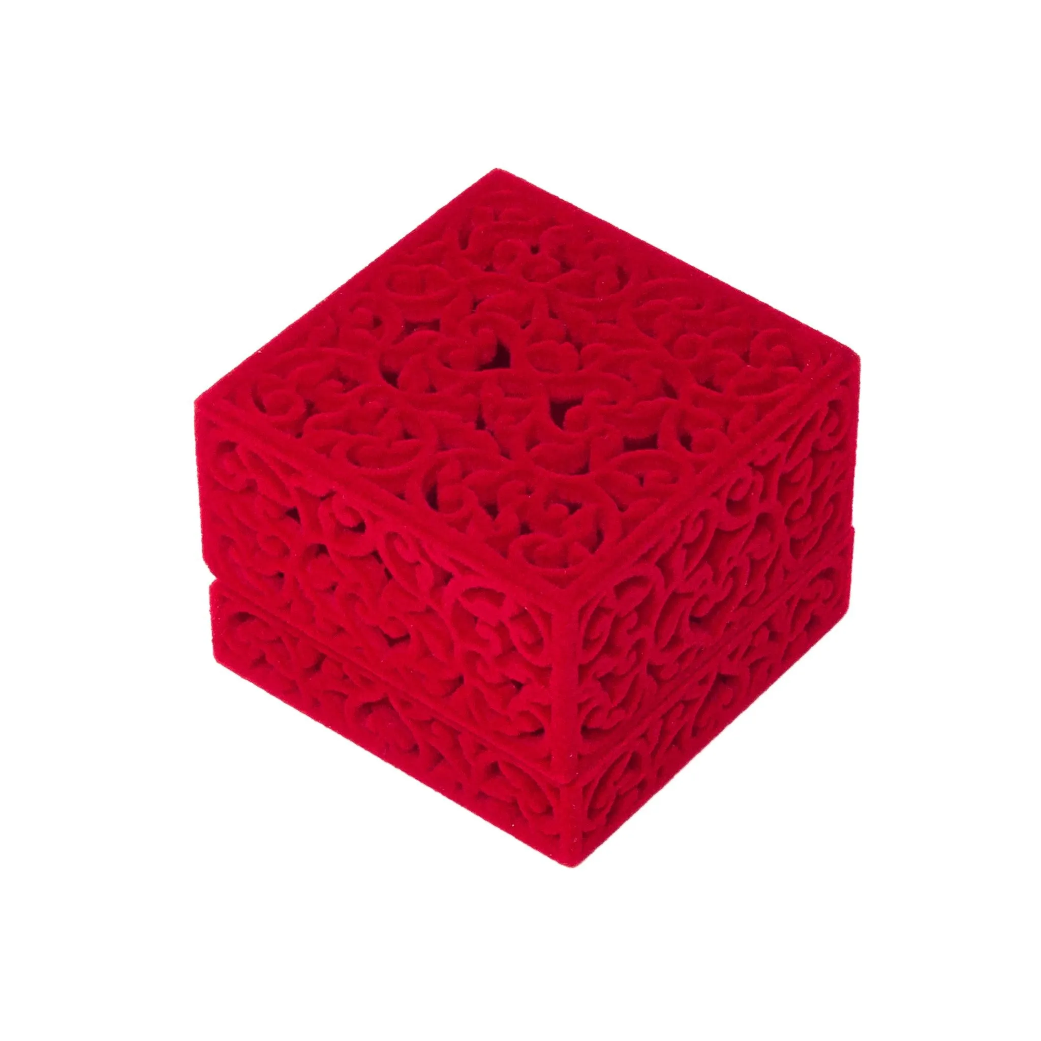 Red Velvet Filigree Ring Box