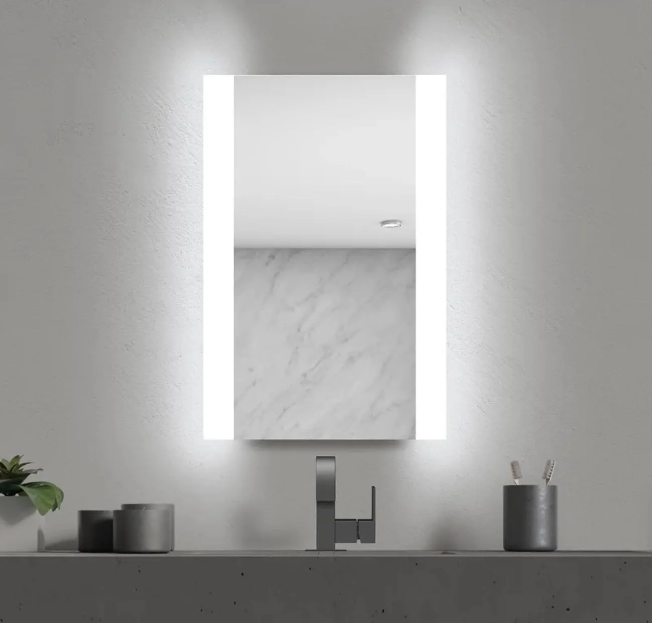 Rida Decors Bathroom Mirror with LED 3 Lighting Options (Warm, White, Natural White) Makeup/Bathroom Mirror Wall Mounted for Your Wash Basin (18x24 inch Rectangle)