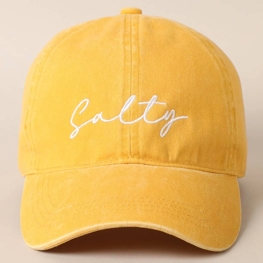 Salty Lettering Embroidery Baseball Cap