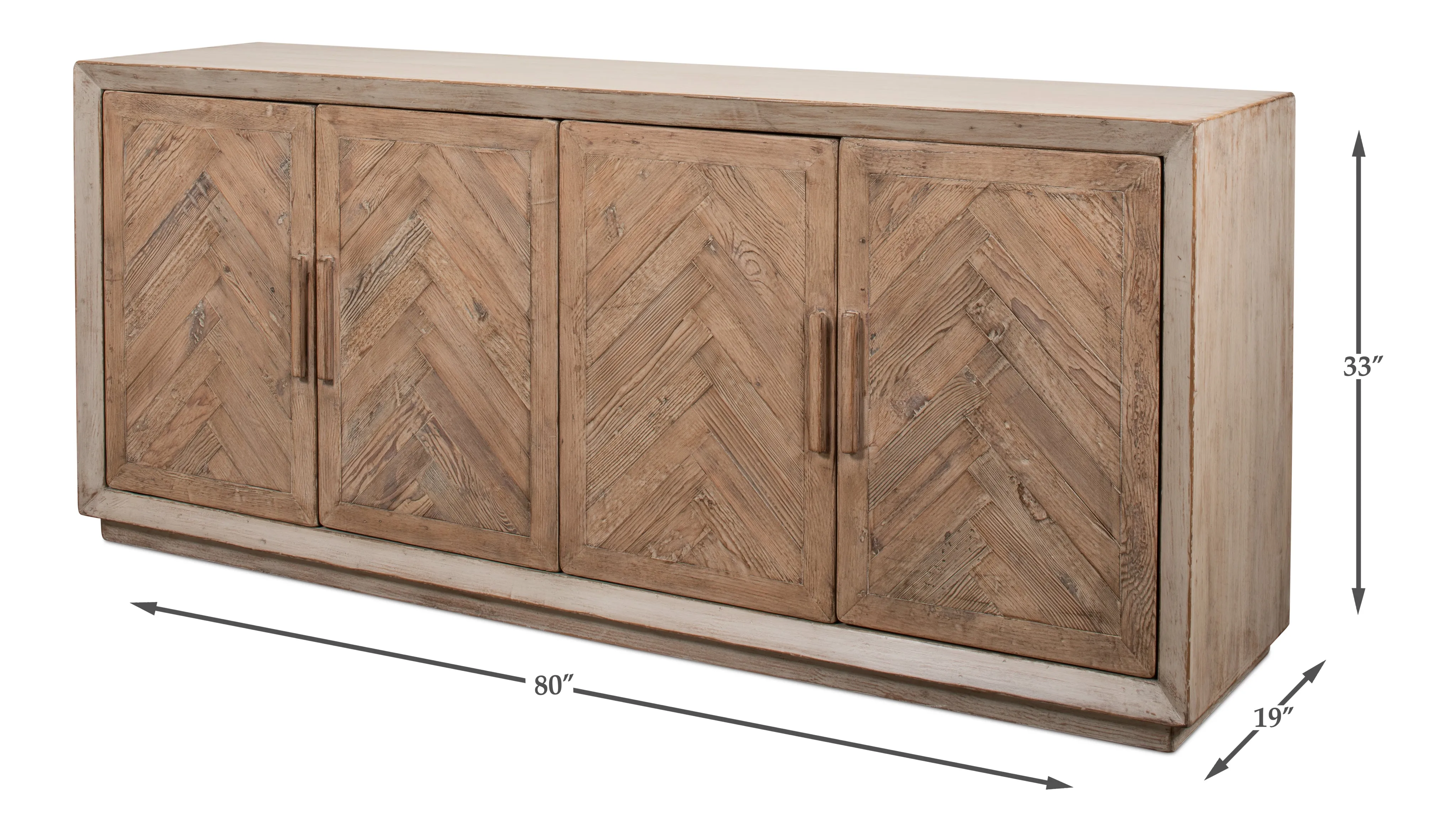 Sarreid - Hollis 4 Door Sideboard Stone Grey - Grey - Transitional