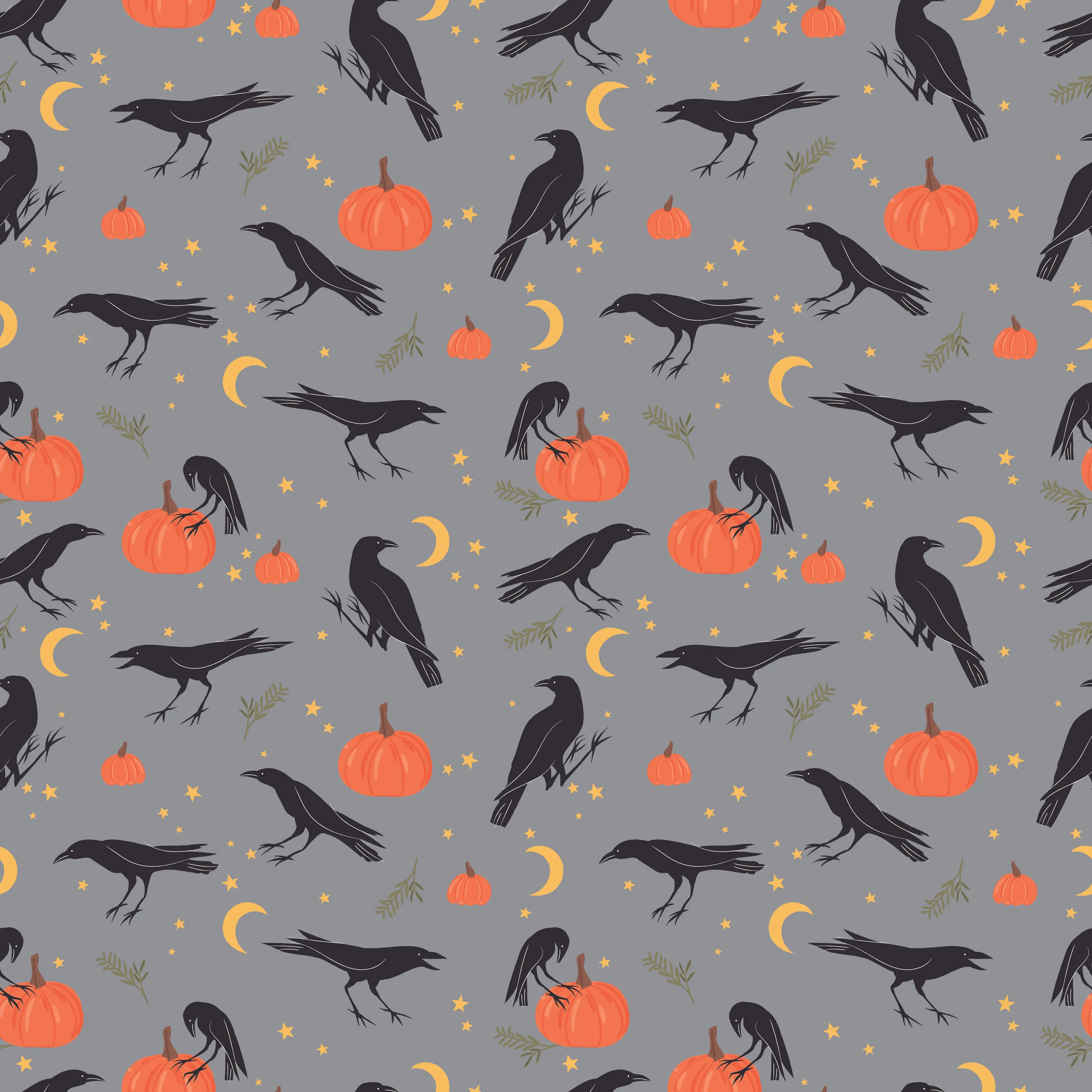 Sophisticated Halloween | Vintage Crows Fog by My Mind's Eye for Riley Blake | C14621-FOG