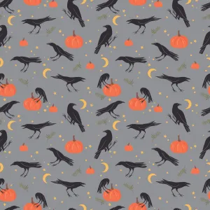 Sophisticated Halloween | Vintage Crows Fog by My Mind's Eye for Riley Blake | C14621-FOG