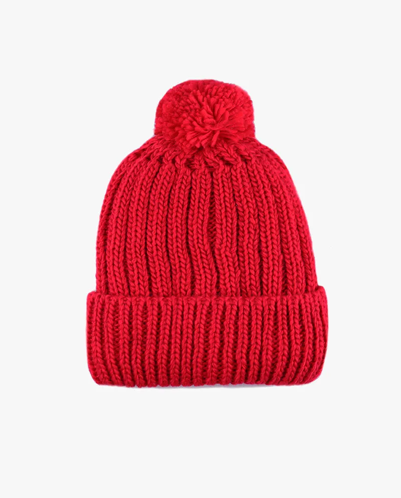 The Hat Depot - Straight Winter Knit Pom Beanie 3060