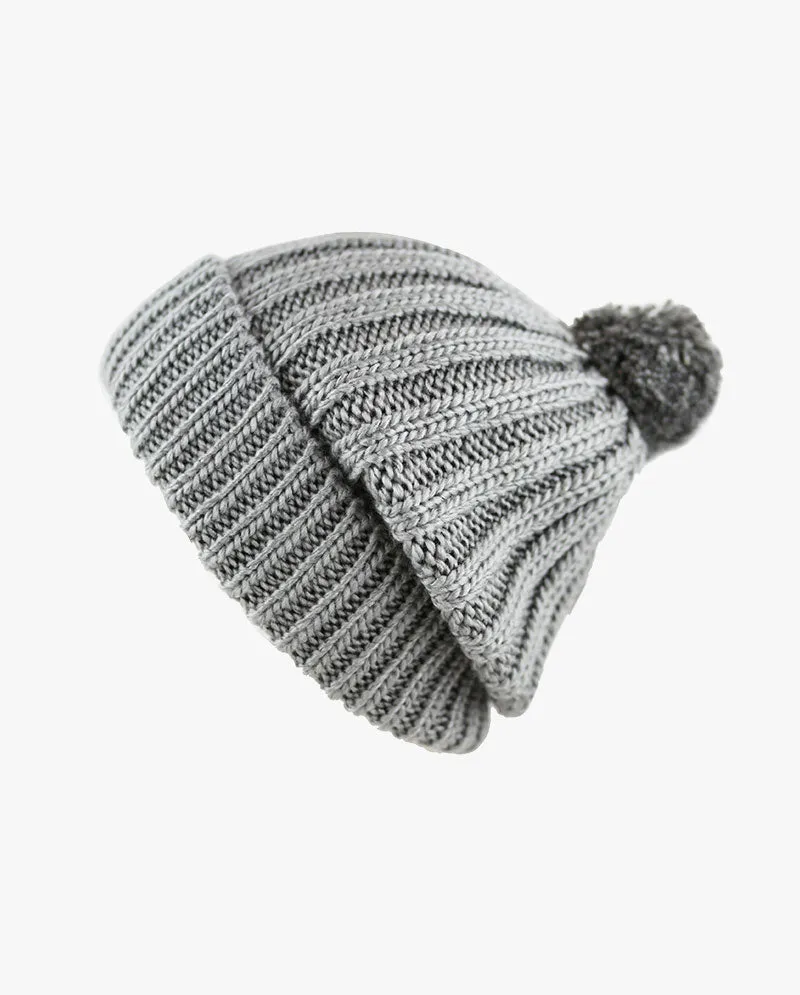 The Hat Depot - Straight Winter Knit Pom Beanie 3060