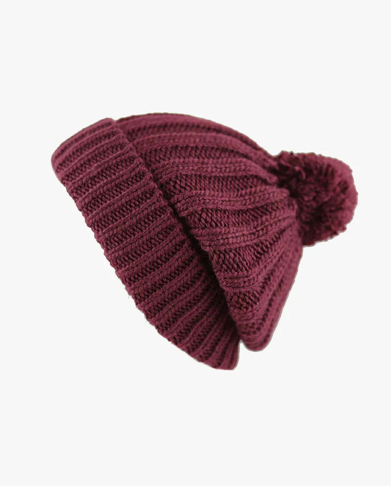 The Hat Depot - Straight Winter Knit Pom Beanie 3060