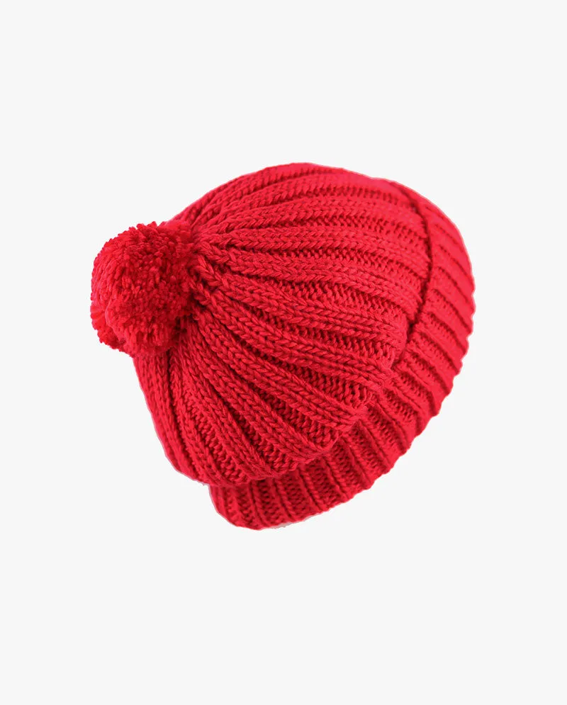 The Hat Depot - Straight Winter Knit Pom Beanie 3060