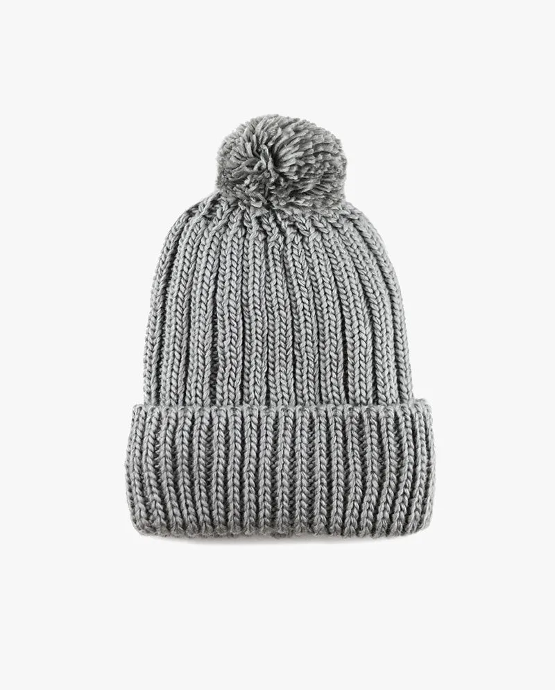 The Hat Depot - Straight Winter Knit Pom Beanie 3060