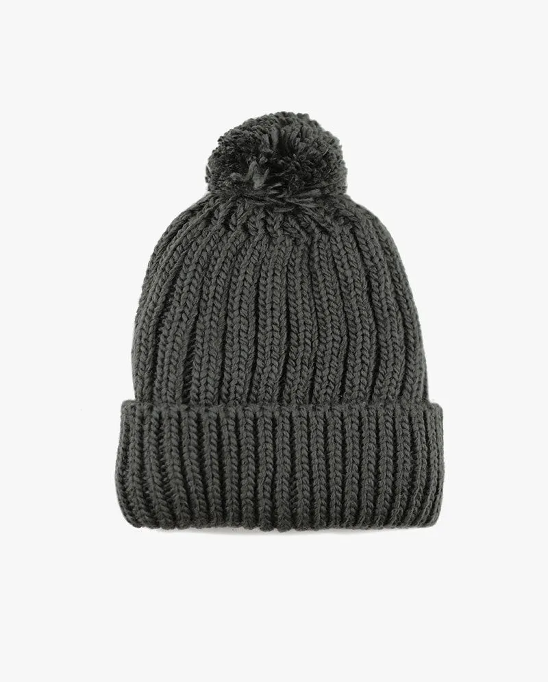 The Hat Depot - Straight Winter Knit Pom Beanie 3060