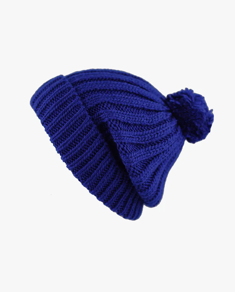 The Hat Depot - Straight Winter Knit Pom Beanie 3060