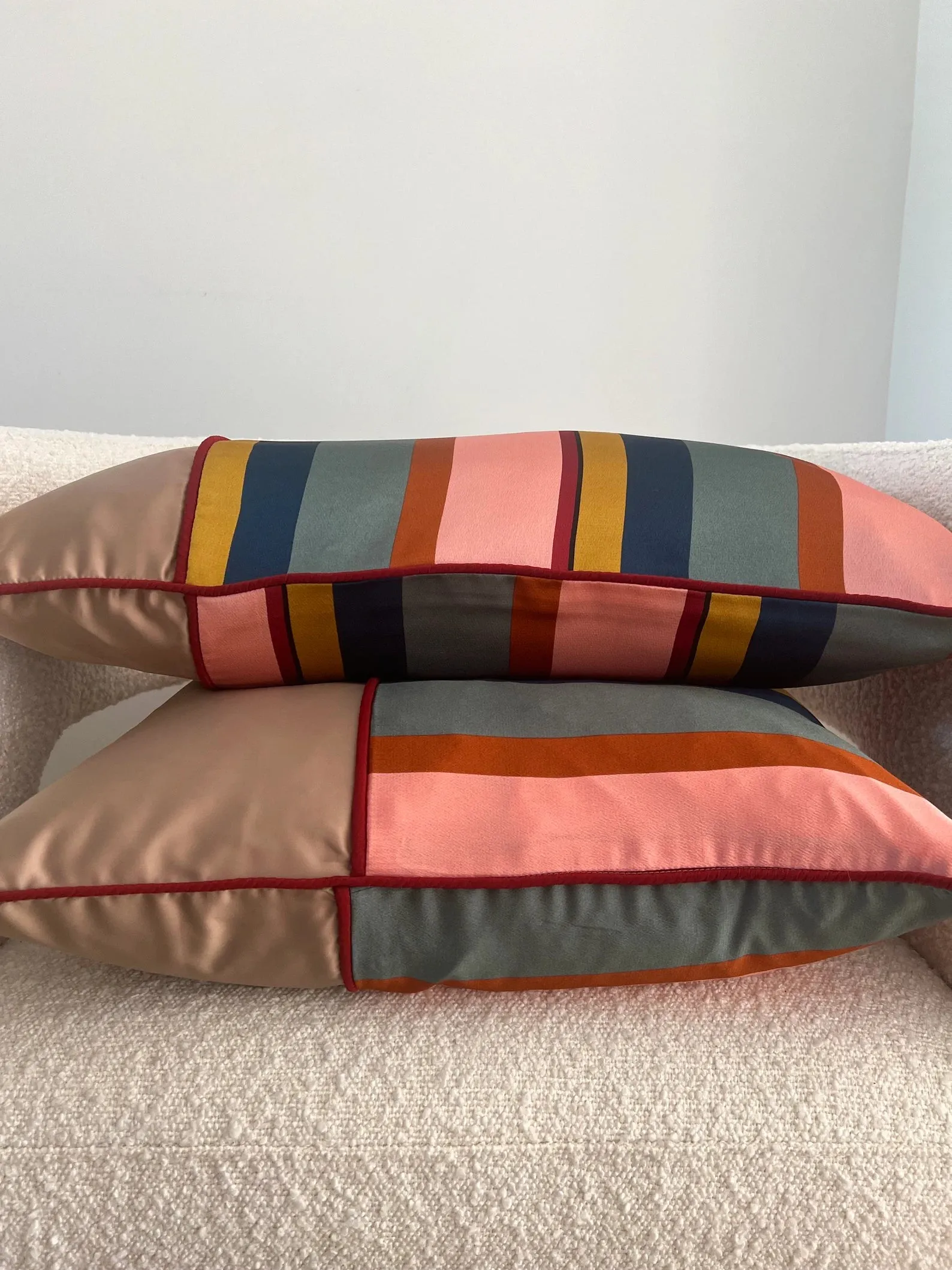 Vibrant Colorful Handmade Stripe Cushion Set